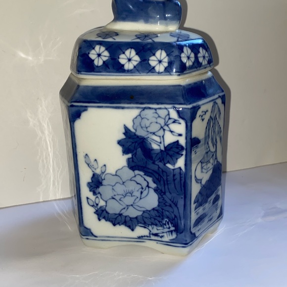 Vintage Chinese Blue & White Porcelain Tea Caddy - JAR - Urn - Canister - Picture 2 of 12